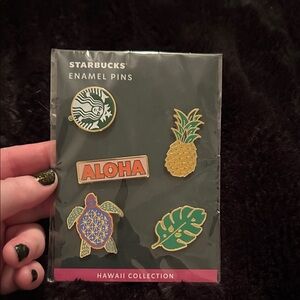 Starbucks Hawaii Enamel Pin Pack - Green, Gold, Coral